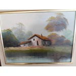 Средна картина масло на фазер Испания, отлична двойна рамка - 3626
